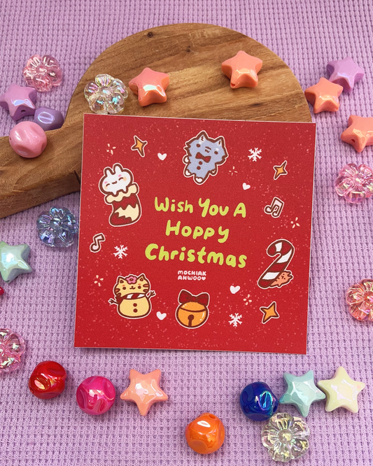 Hoppy Christmas! Christmas Card! Square Print, Card