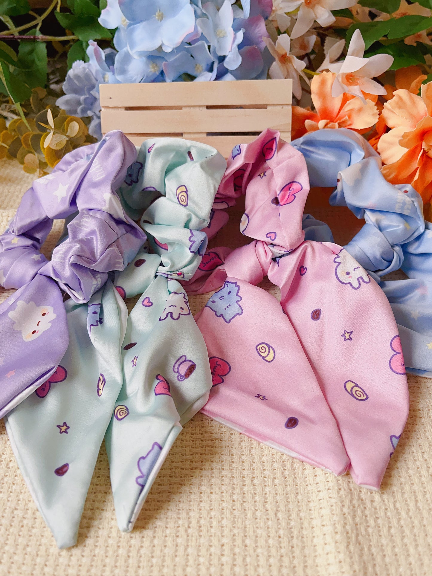 Cute Ribbon Scrunchies - 4 colors