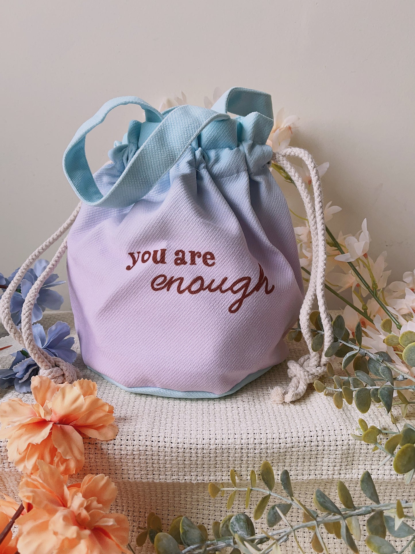 You are Enough! - Blue Purple Gradient Round Bag