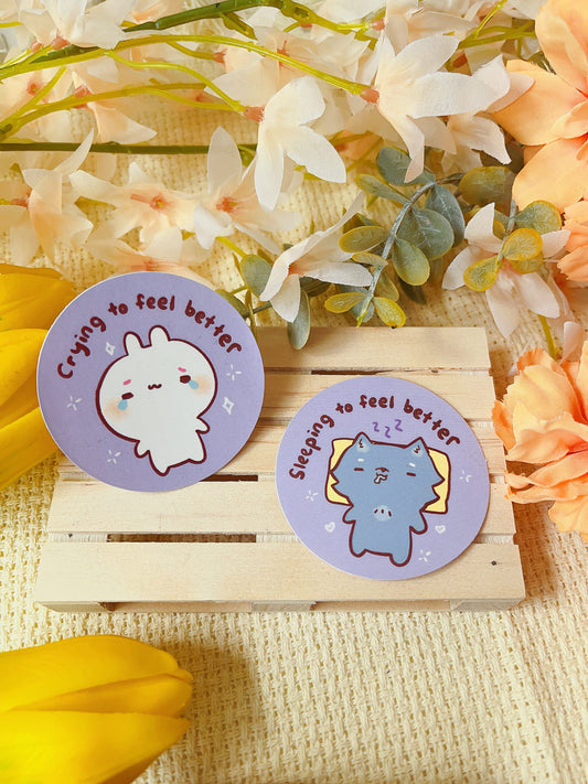 Feel Better Self Care! Cry, Sleep Cute! - Die Cut Stickers!